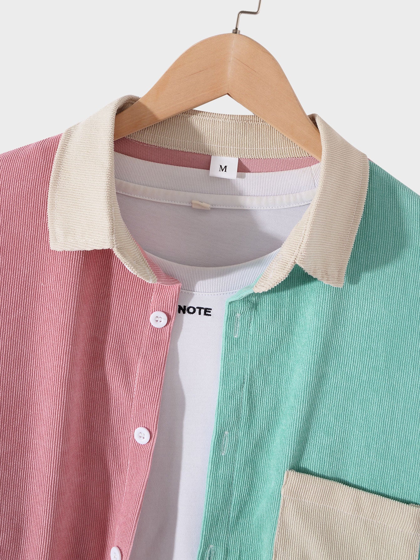 Chemise en velours côtelé patchwork à manches longues