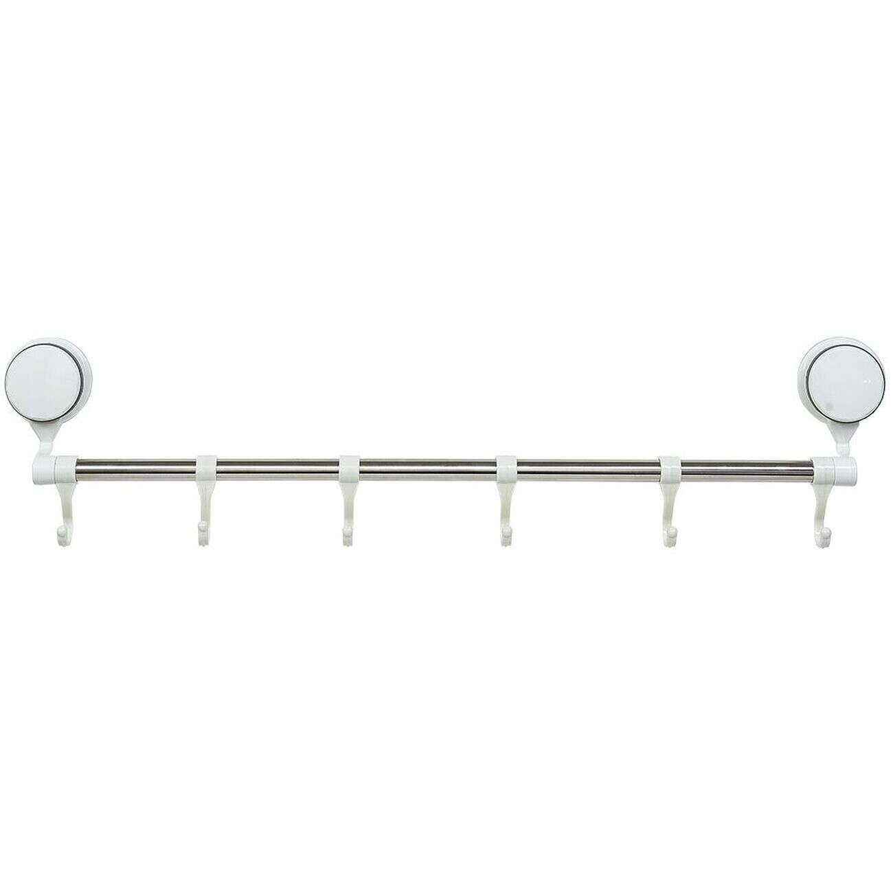 Barre porte serviettes à ventouses 6 crochets L.60 cm