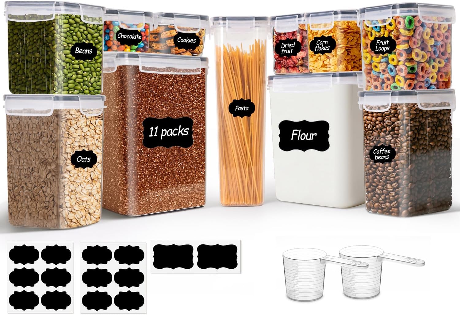 ComSaf Airtight Flour and Sugar Container 2.6Qt & 5.5Qt 3-Pack, Wide Mouth