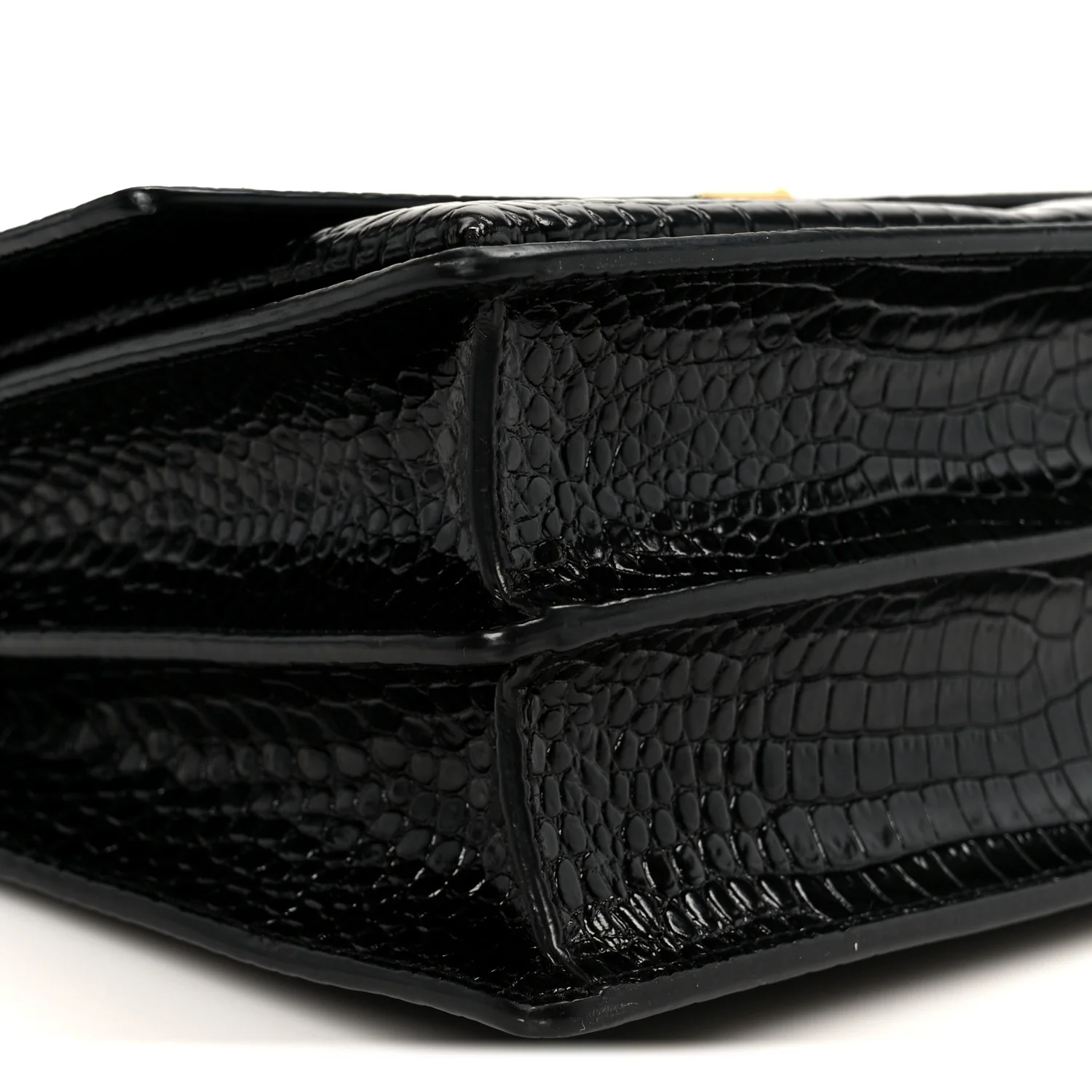 Calfskin Crocodile Embossed Large Monogram Sunset Black