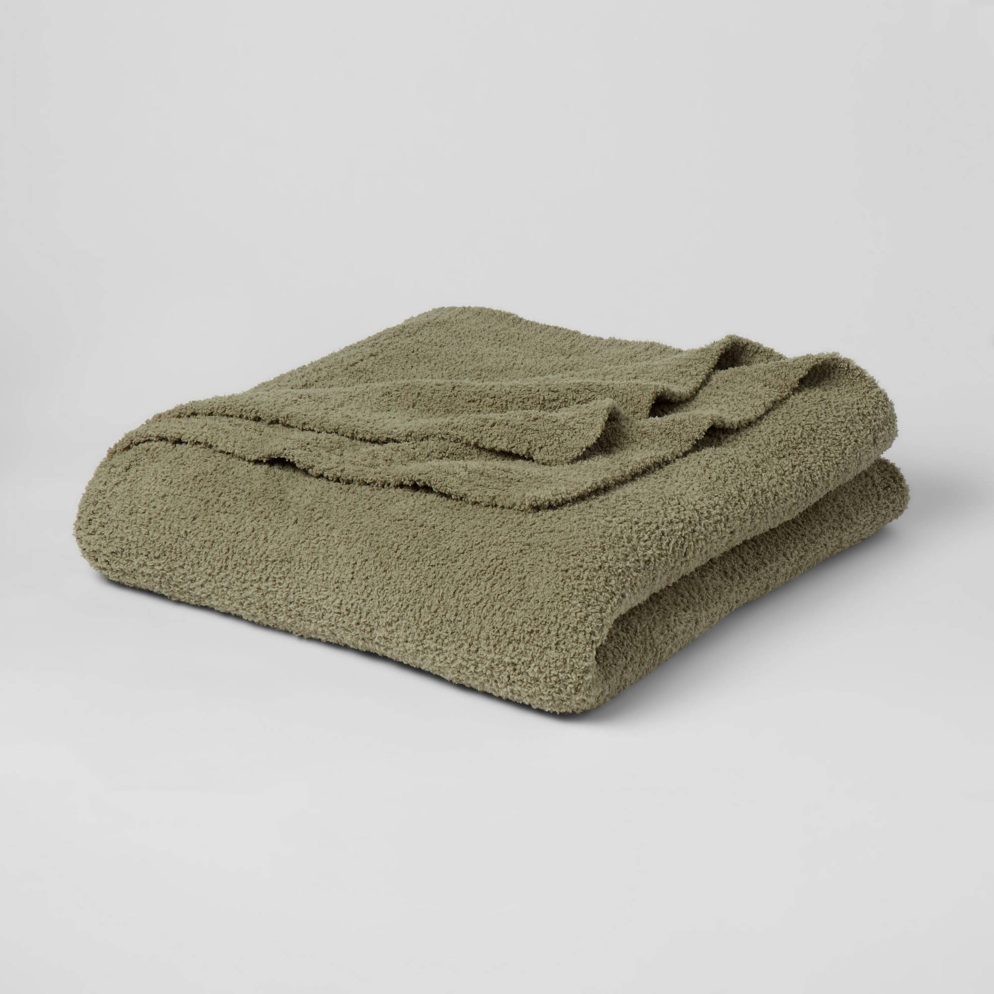 Full/Queen Cozy Chenille Bed Blanket Restful Green - Threshold