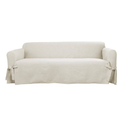 Sure Fit Farmhouse Basketweave Sofa Slipcover Oatmeal