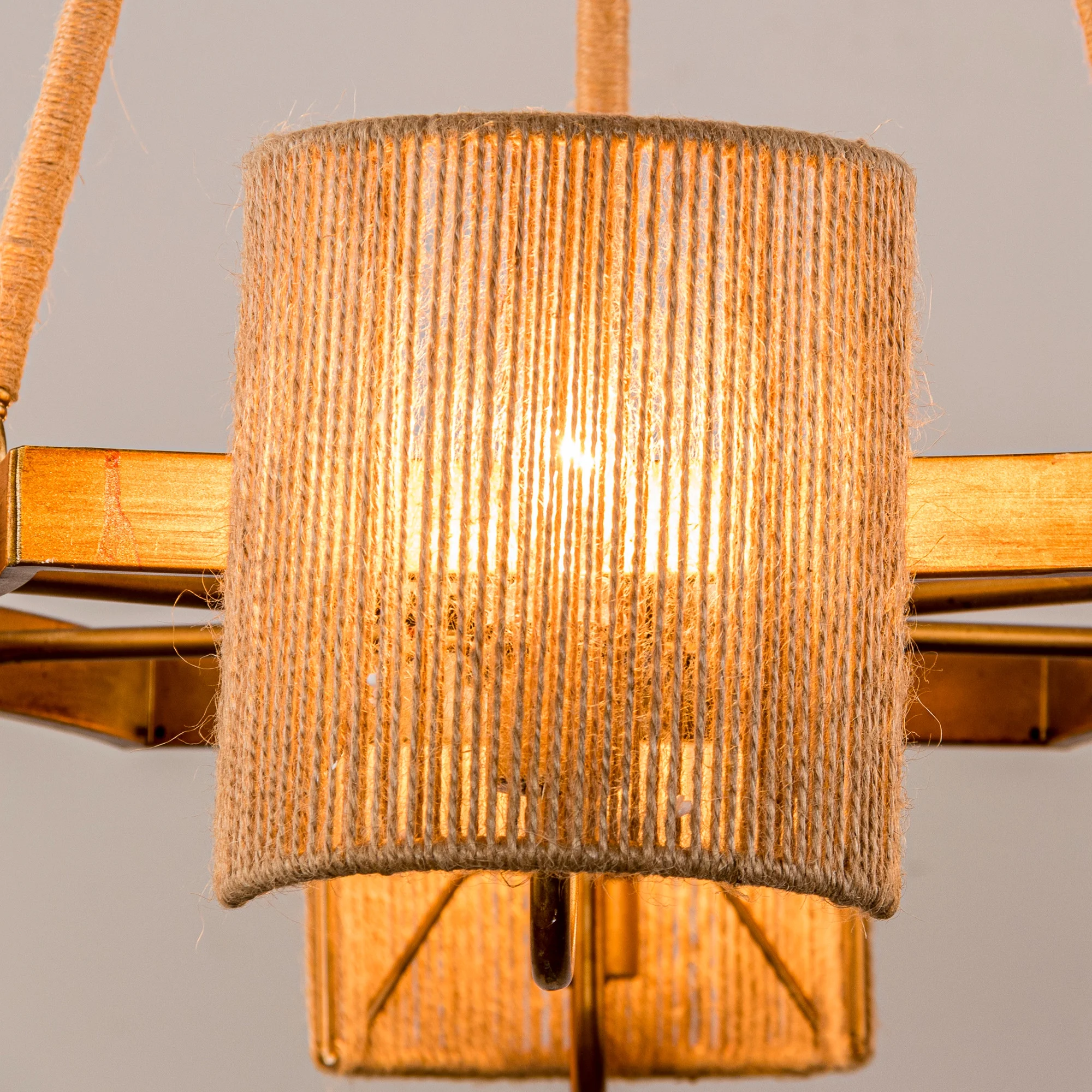 30'' Farmhouse Wood Chandelier, 6-Light Rustic Dining Room Light Fixture, Adjustable Height, Wood Pendant Lighting for Kitchen Living Room Hallway
