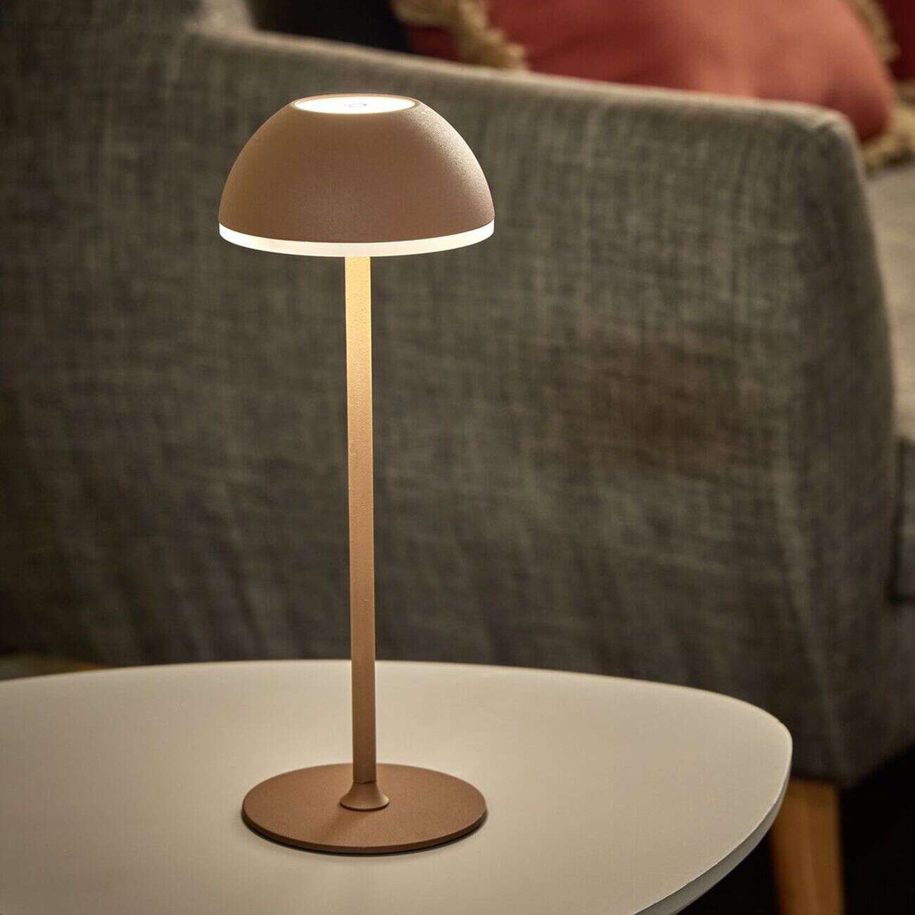 Lampe à poser sans fil tactile et rechargeable USB 3 nuances H37cm Brun