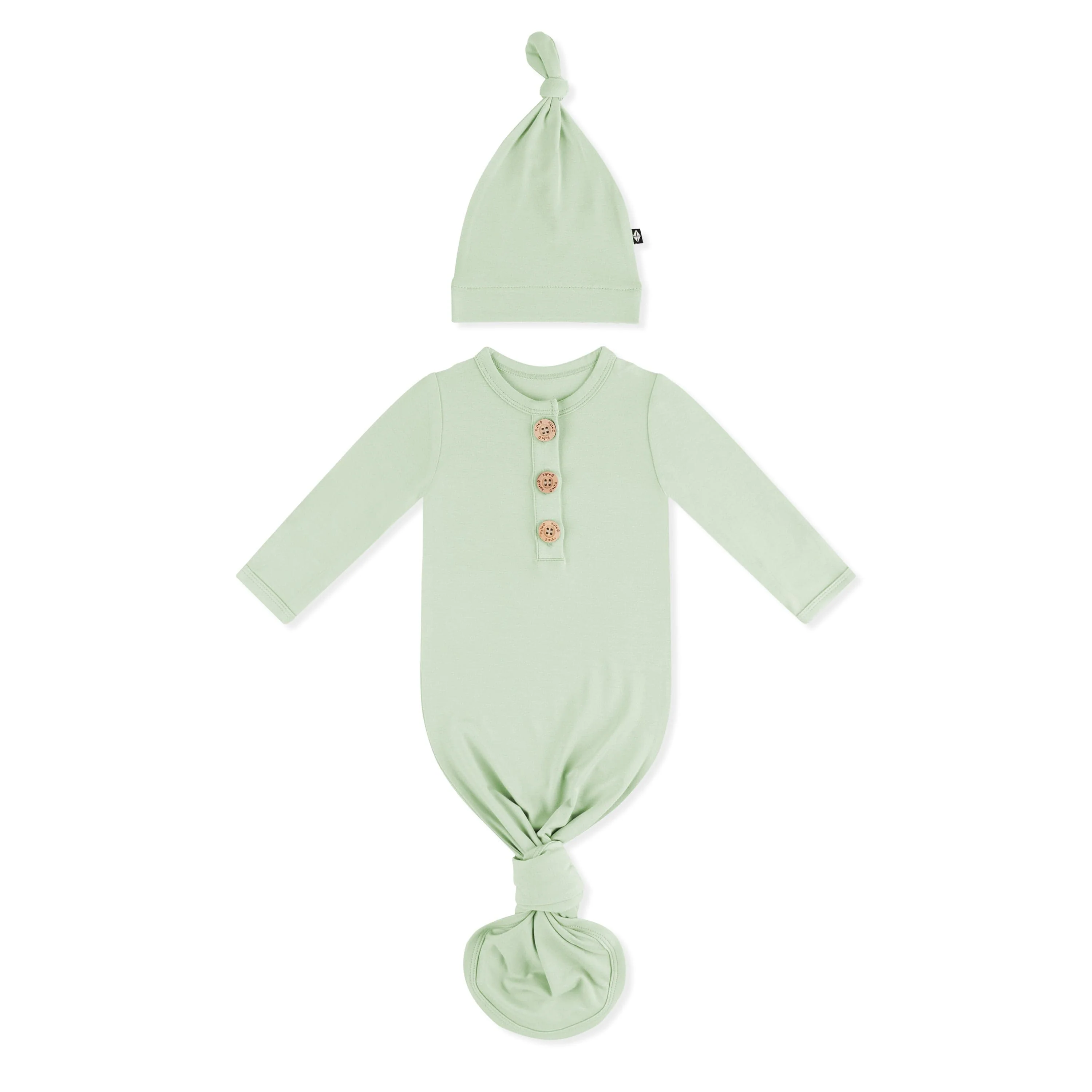 Knotted Day Gown with Hat Set in Basil