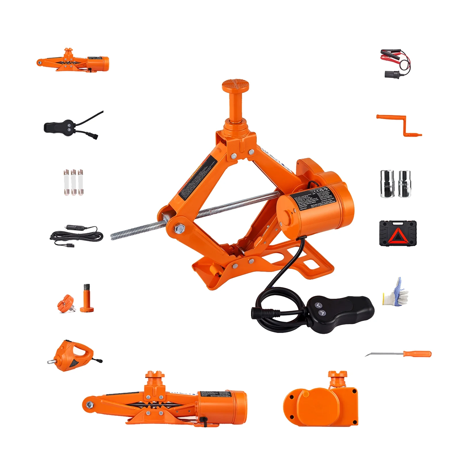 Electric Car Jack, 3 Tons Capacity, Scissor Jack with Electric Wrench, 12V, Dual Saddles, Remote, for Sedans, SUVs, Trucks Tire Replacement - Image 3