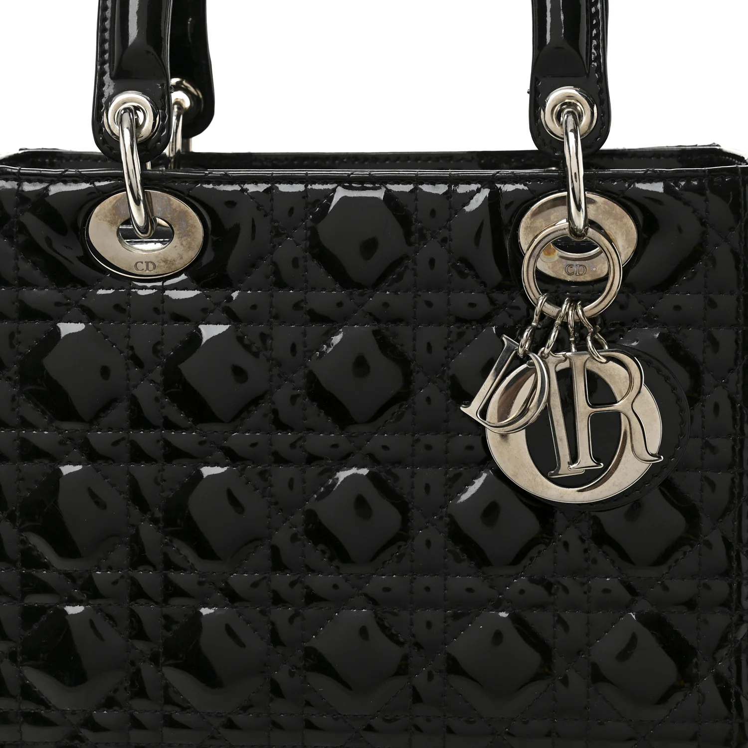 Patent Cannage Medium Lady Dior Black