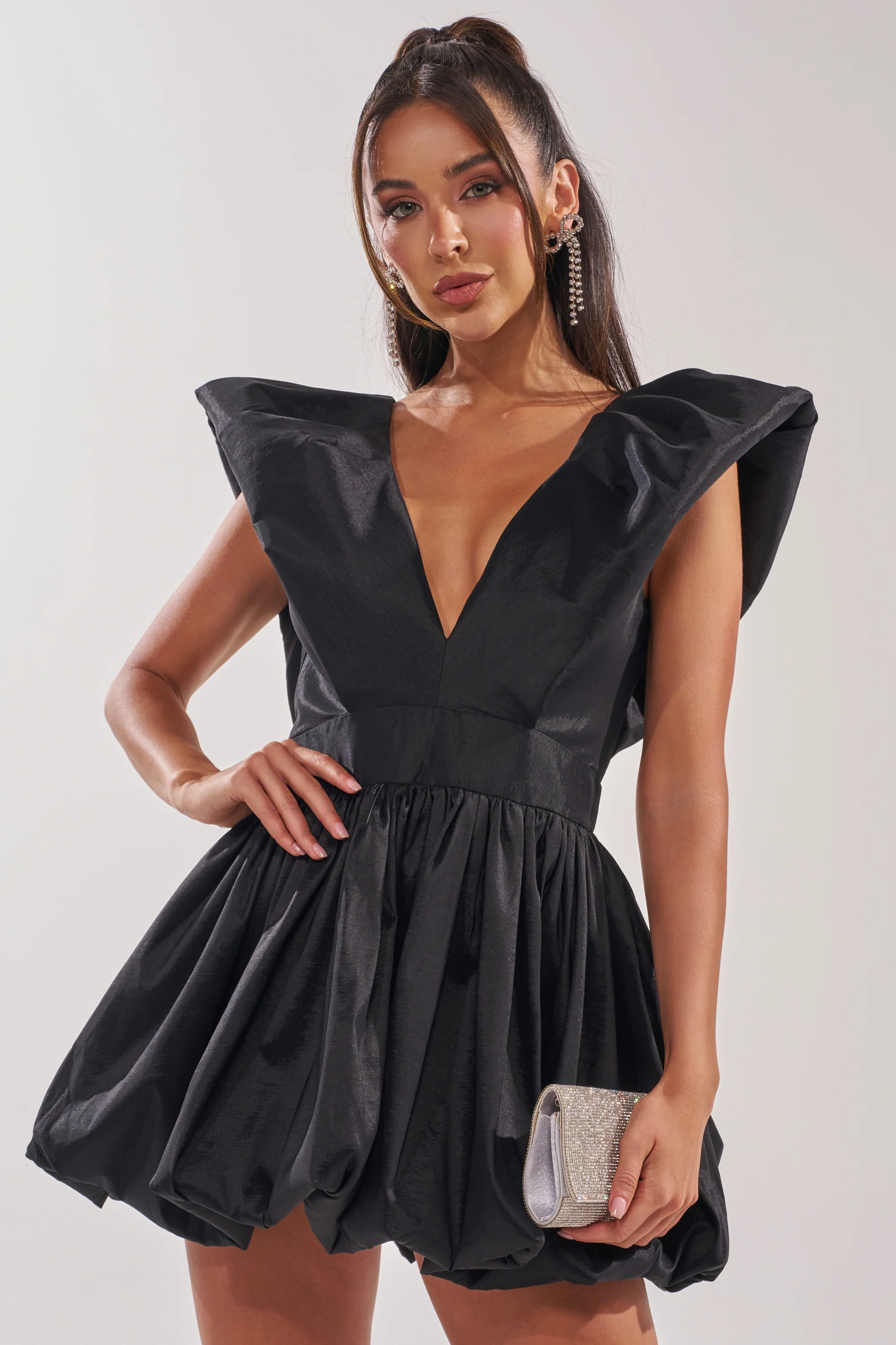 ONCE UPON A DREAM WOVEN MINI DRESS IN BLACK - Akira Store