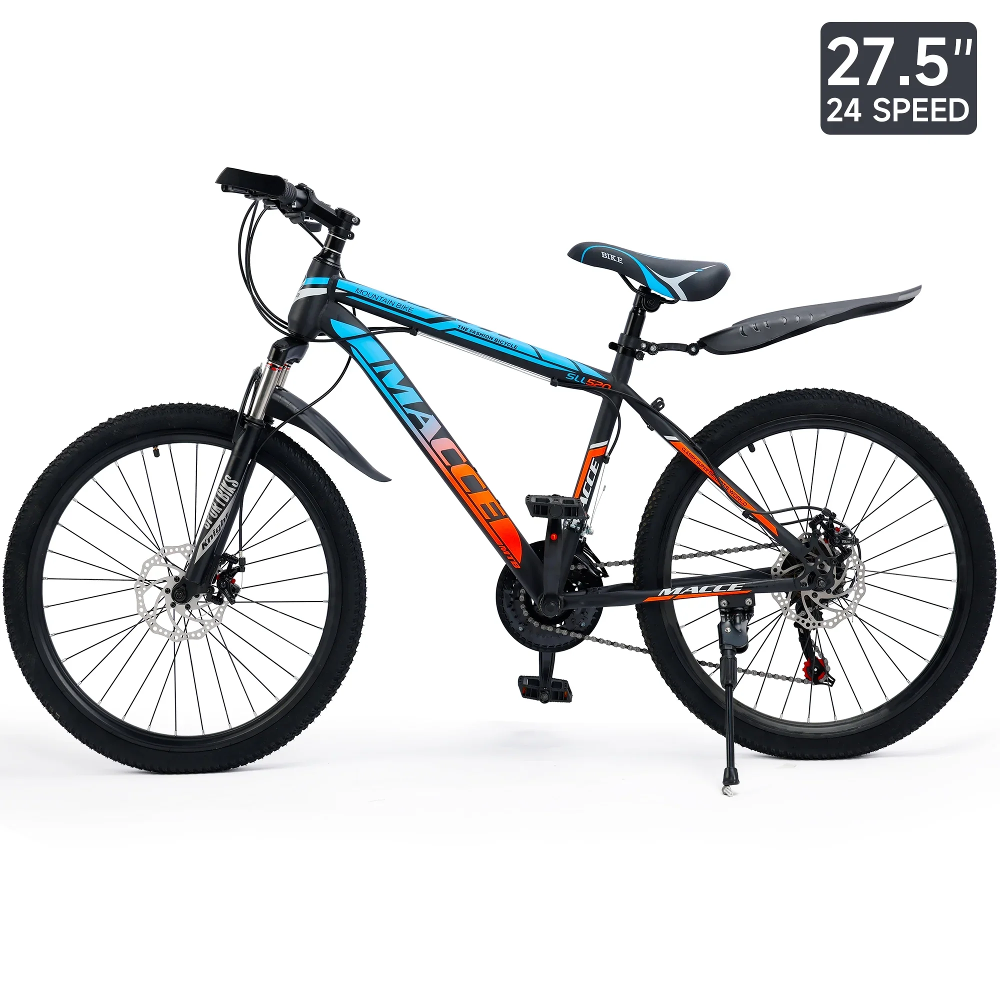 ARTUDATECH 24 26 27.5 Inch Mountain Bike, 24 Speeds with V/Disc Brakes High-Carbon Steel Frame Mens Womens Mountain Bike, Front Suspension MTB Bicycle for Adult & Teenagers