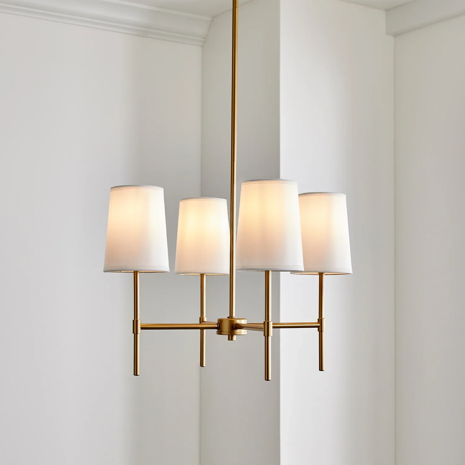 Better Homes & Gardens Meadowood 4-Light Chandelier, Matte Black Finish, White Fabric Shades, LED Bulbs Included