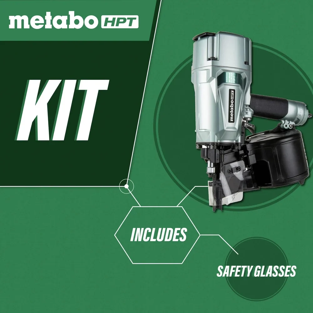 Metabo HPT Coil Framing Nailer | Pro Preferred Brand of Pneumatic Nailers | 15 Degree Magazine | Accepts 2-Inch up to 3-1/4-Inch Nails | Ideal for Wall Sheathing, Roof Decking, & Subflooring | NV83A5