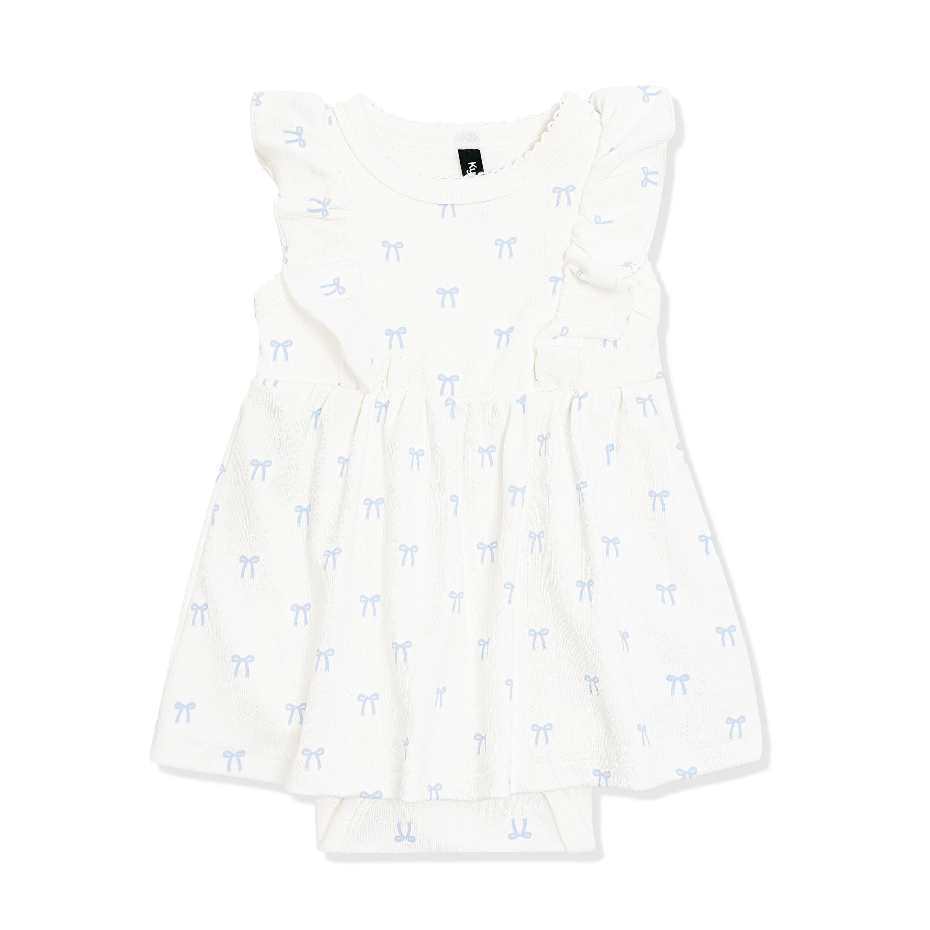 Pointelle Bodysuit Dress in Sweet Blue Bow