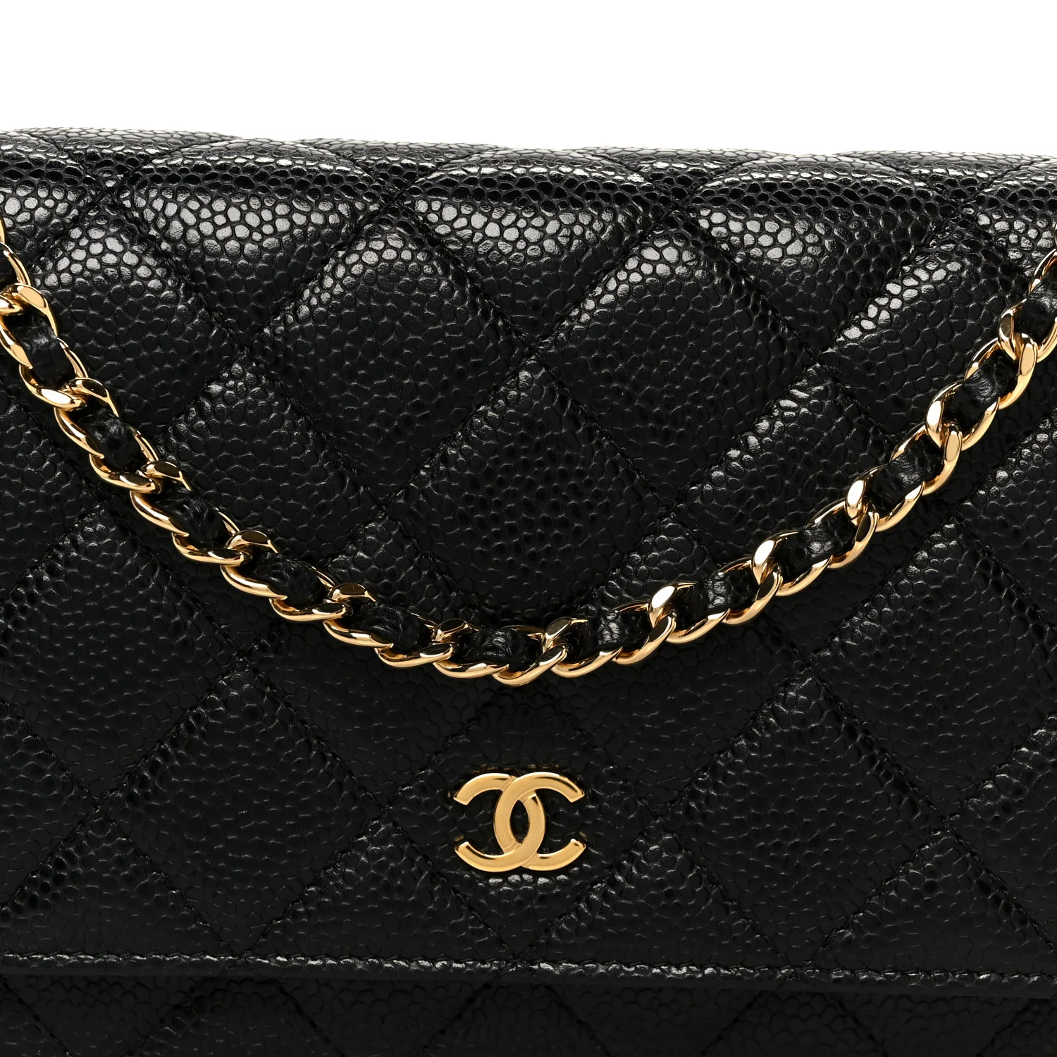 Caviar Quilted Wallet on Chain WOC Black