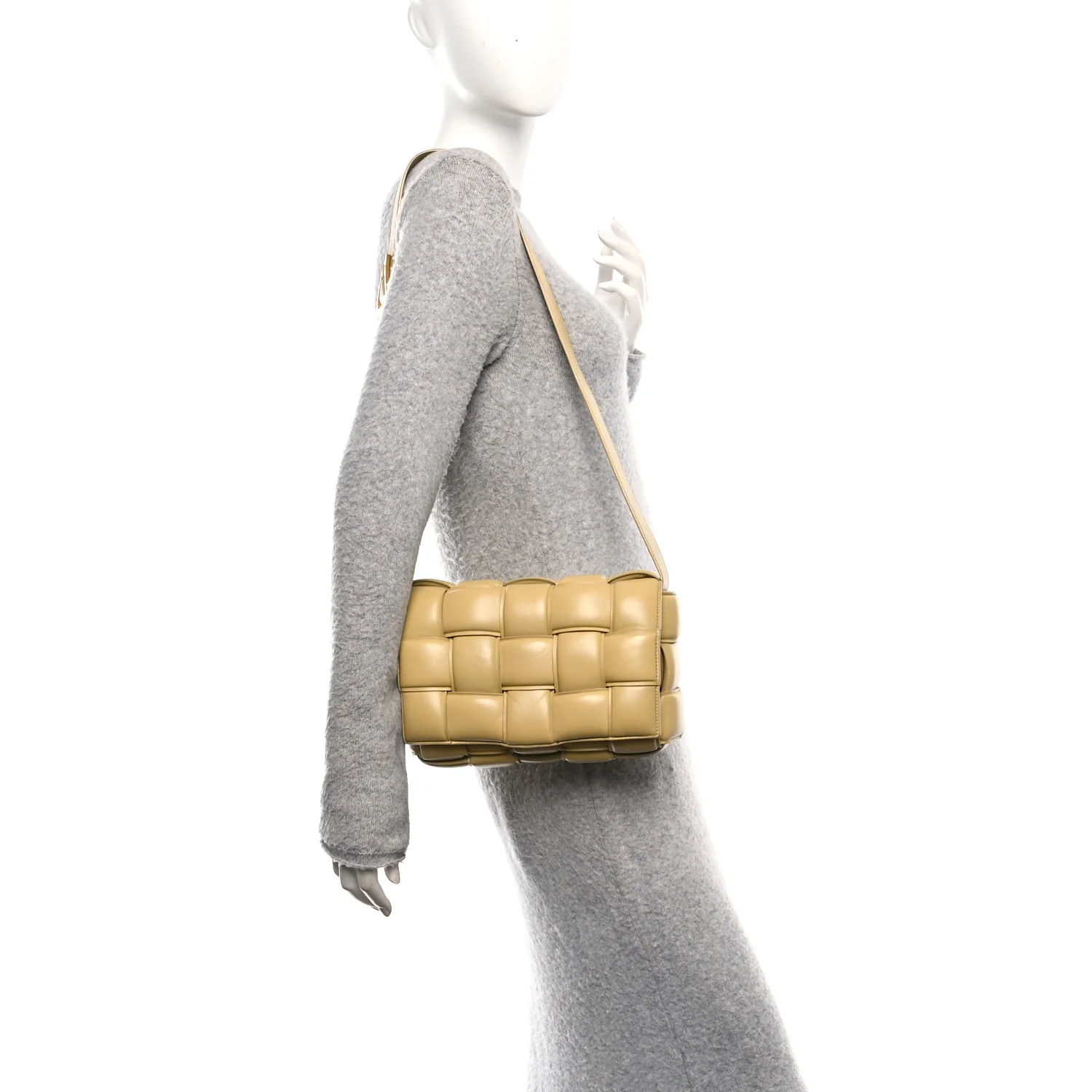 Nappa Maxi Intreccio Padded Cassette Crossbody Bag Tapioca