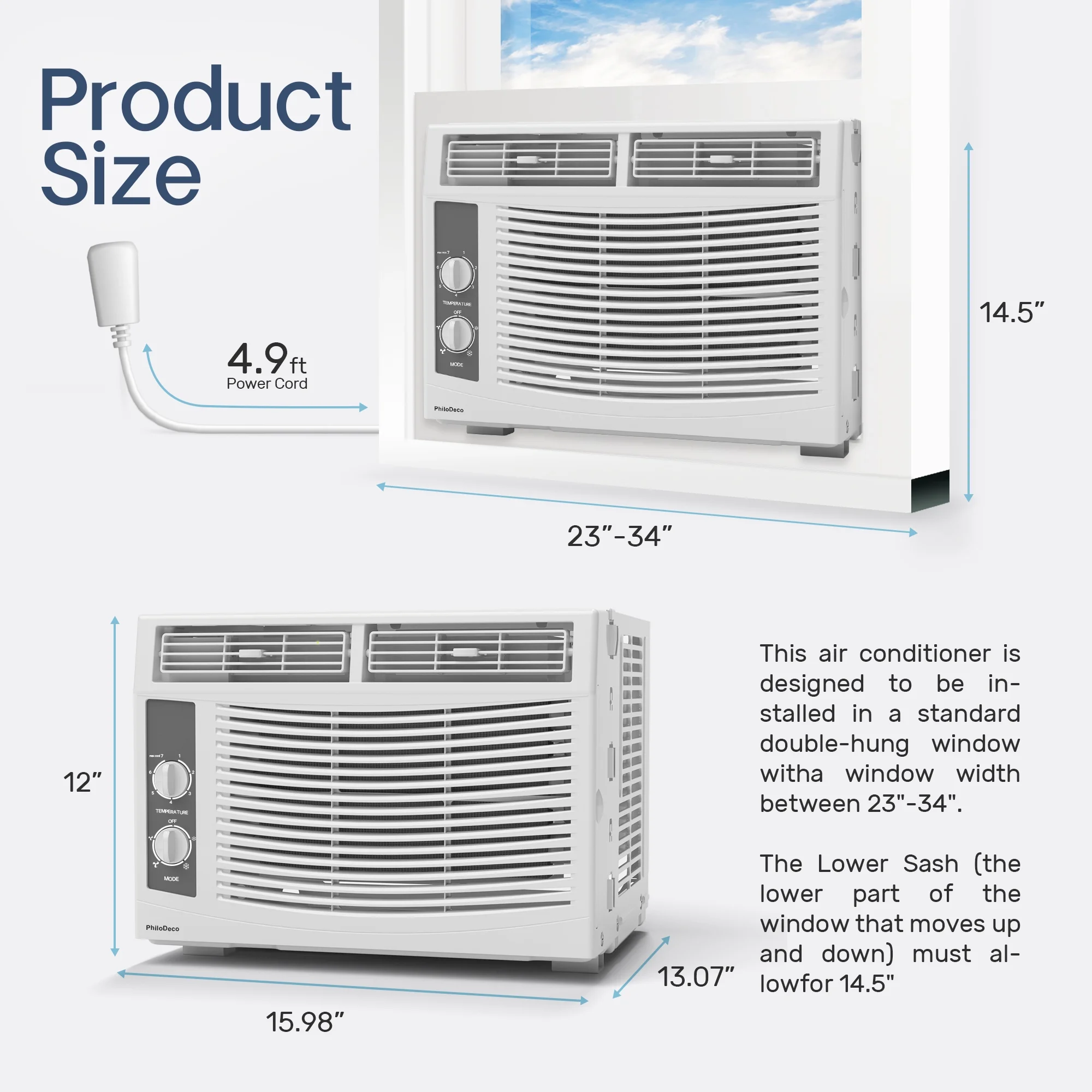 5000 BTU Window Air Conditioner Easy Cool Capable of Cooling Up to 150 sq ft. 2 Fan Speeds, 4-Way Air Direction, Mechanical Control, Filter, for Small Room Air Conditioner, Small Ac Unit - Image 6
