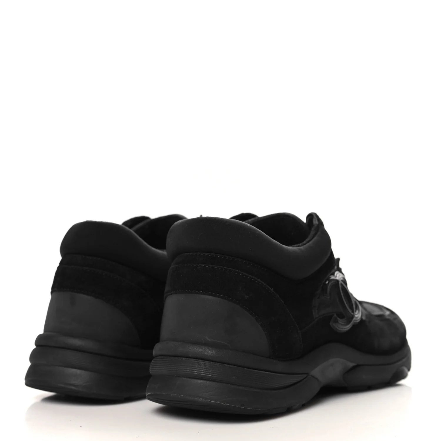 Nylon Calfskin Suede CC Sneakers 39 Black