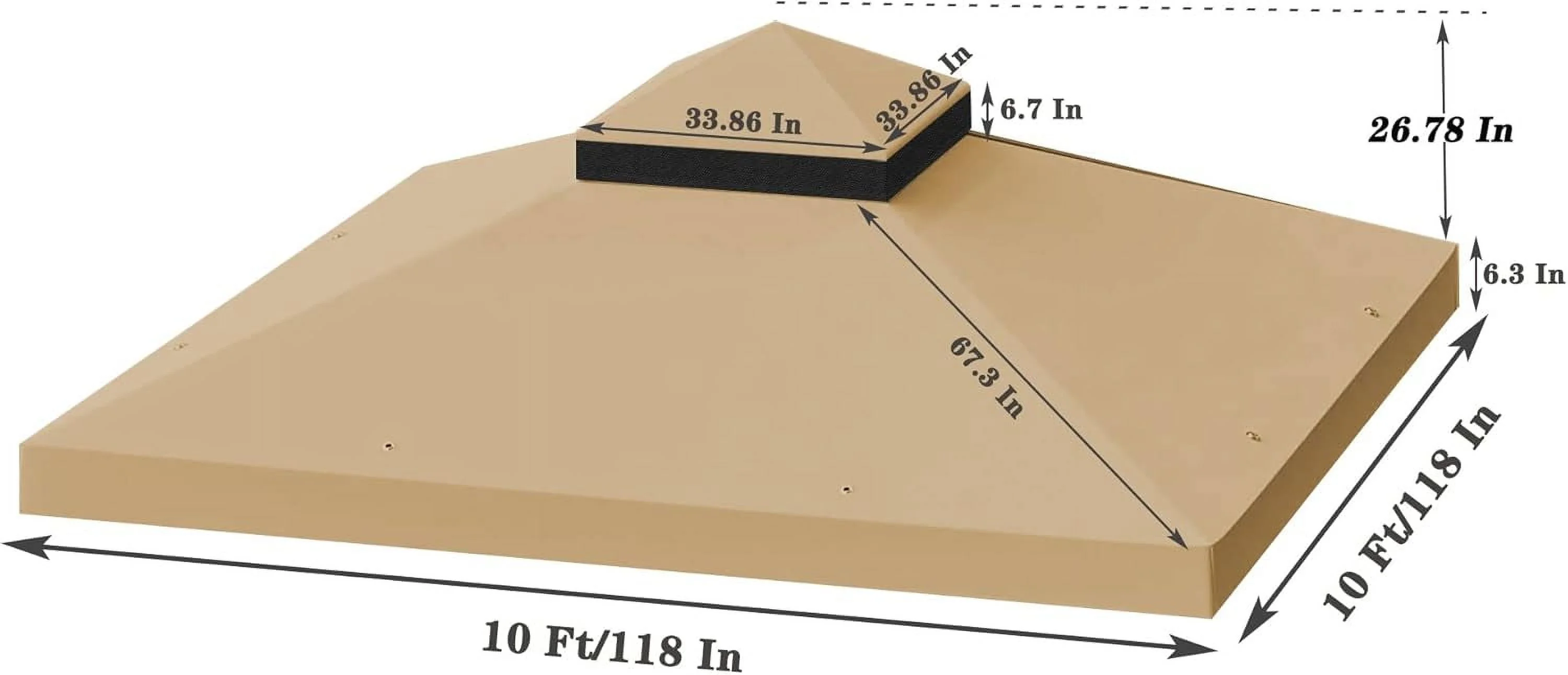 10x10 Ft Gazebo Canopy Replacement Cover, Double Tiered Gazebo Replacement Top (Coffee)(Coffee) - Image 10