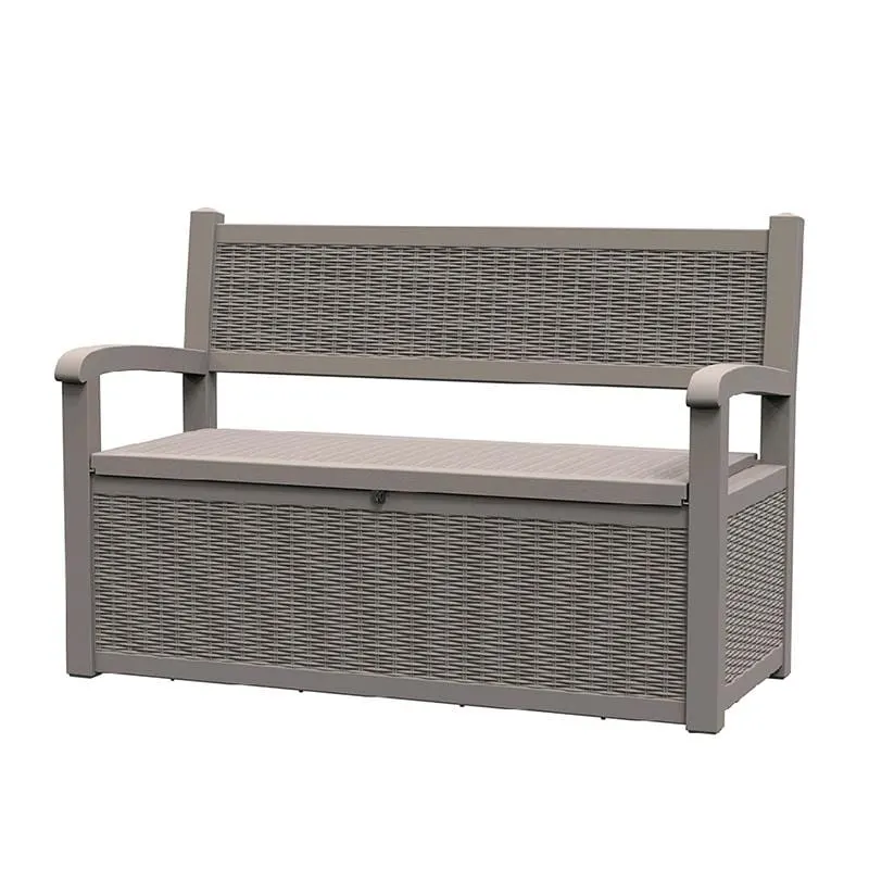 Durable All-Weather Resin Storage Bench with Lockable Hidden Compartment - Rattan-Style Design, 500 lbs Weight Capacity, 70-Gallon Storage Space