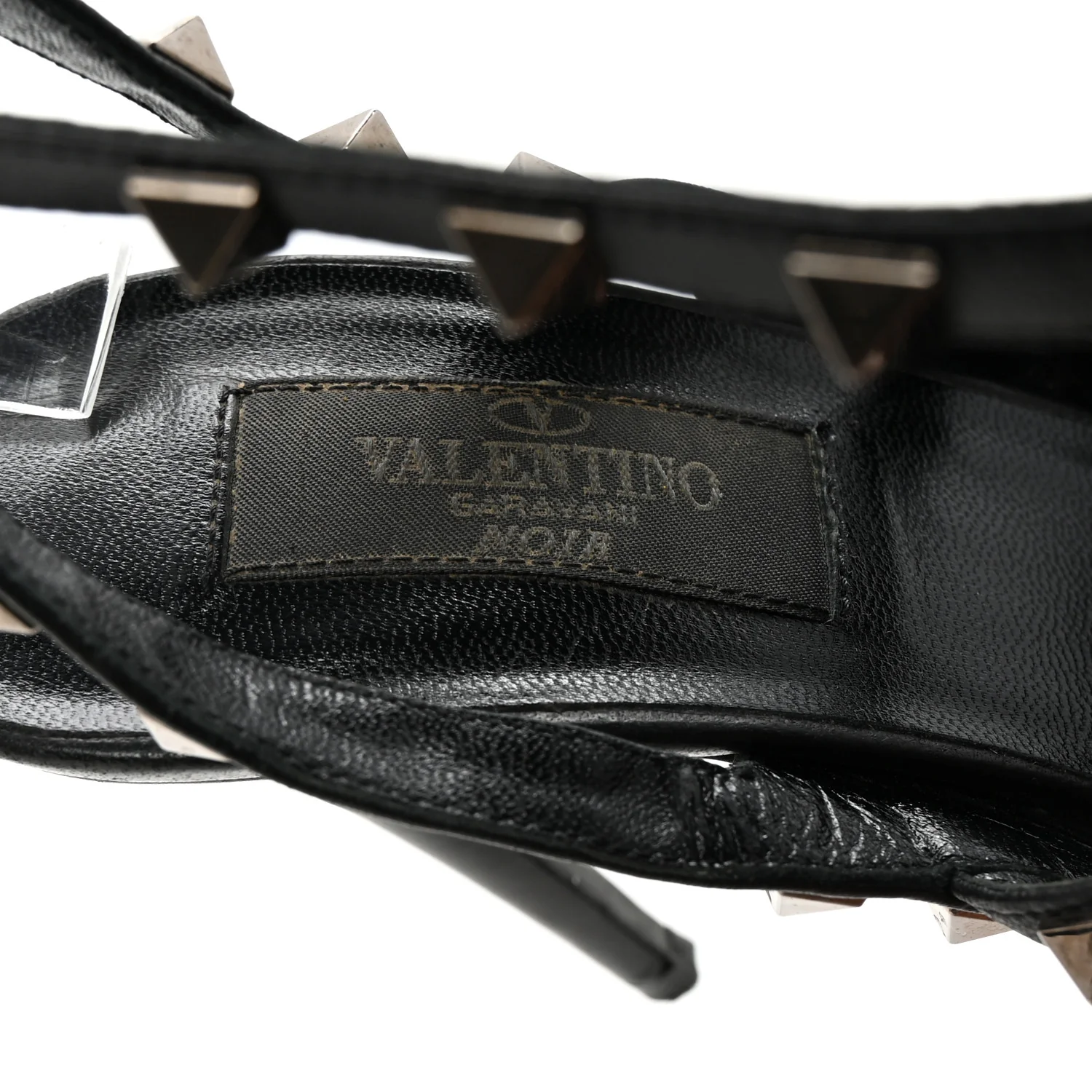 Calfskin Nappa Rockstud Ankle Strap 100mm Pumps 37 Black