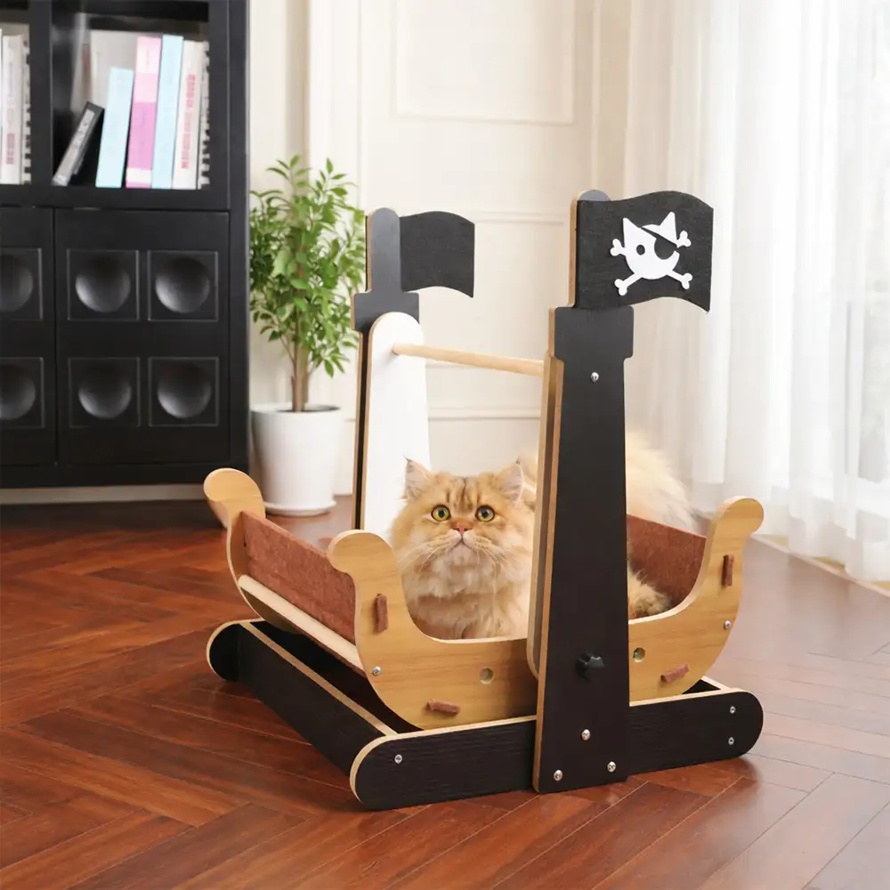 Pirate Ship Rocking Chair Cat Hammock Cat Scratching Board