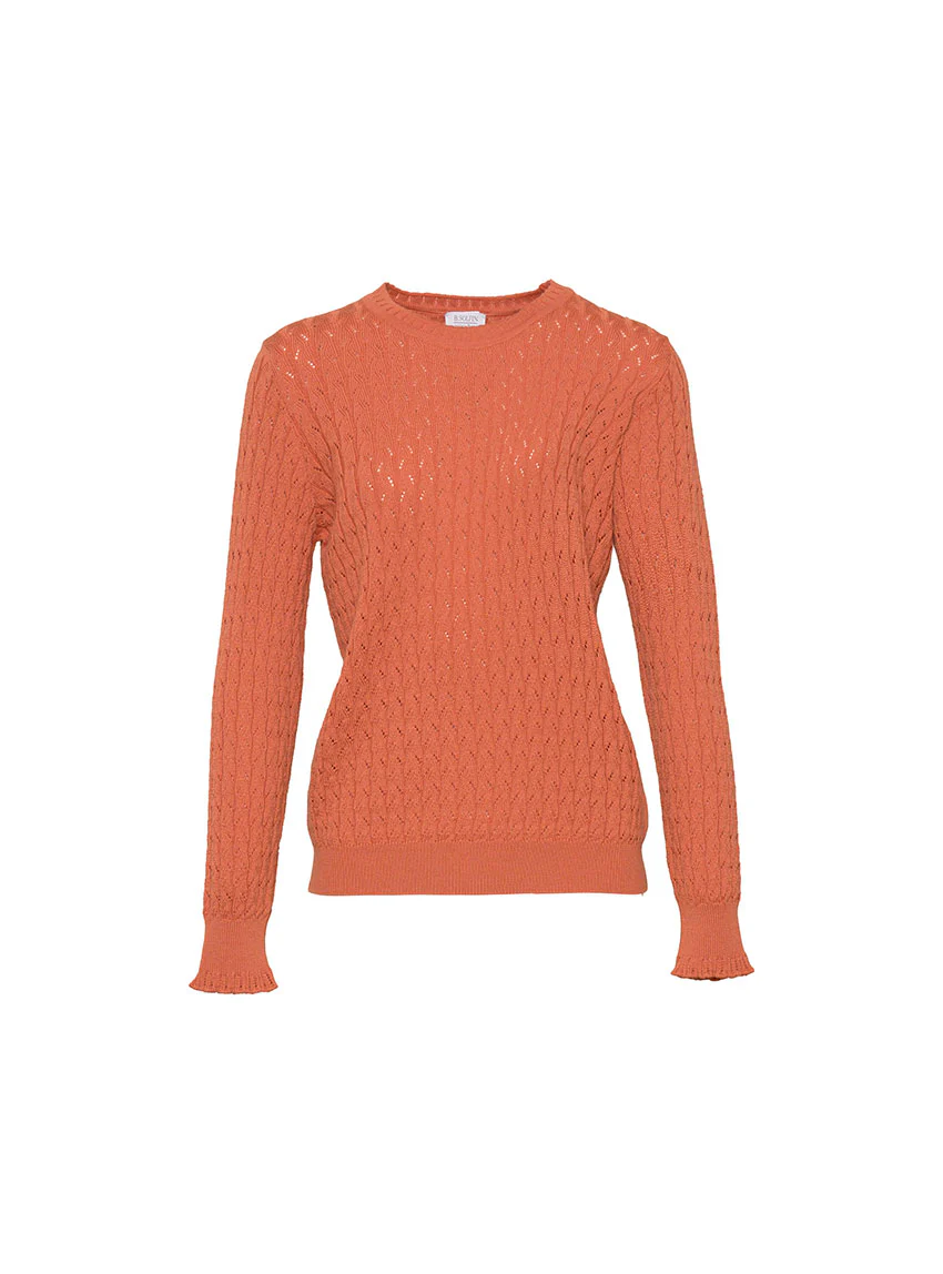 Pull femme maille fantaisie en laine orange