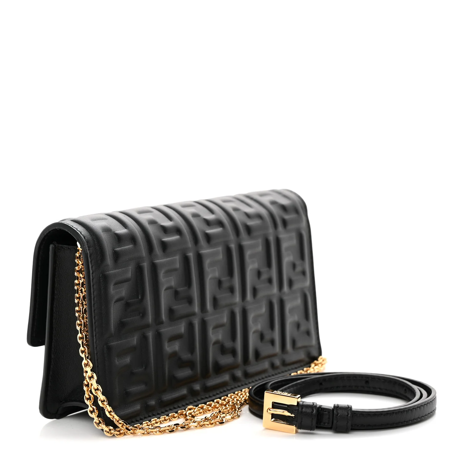 Nappa Matisse FF Embossed Wallet On Chain Black