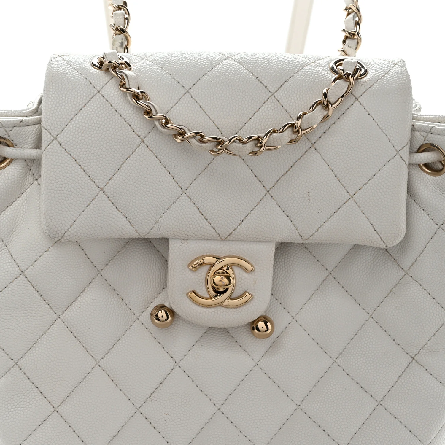 Caviar Quilted Mini Urban Spirit Backpack White