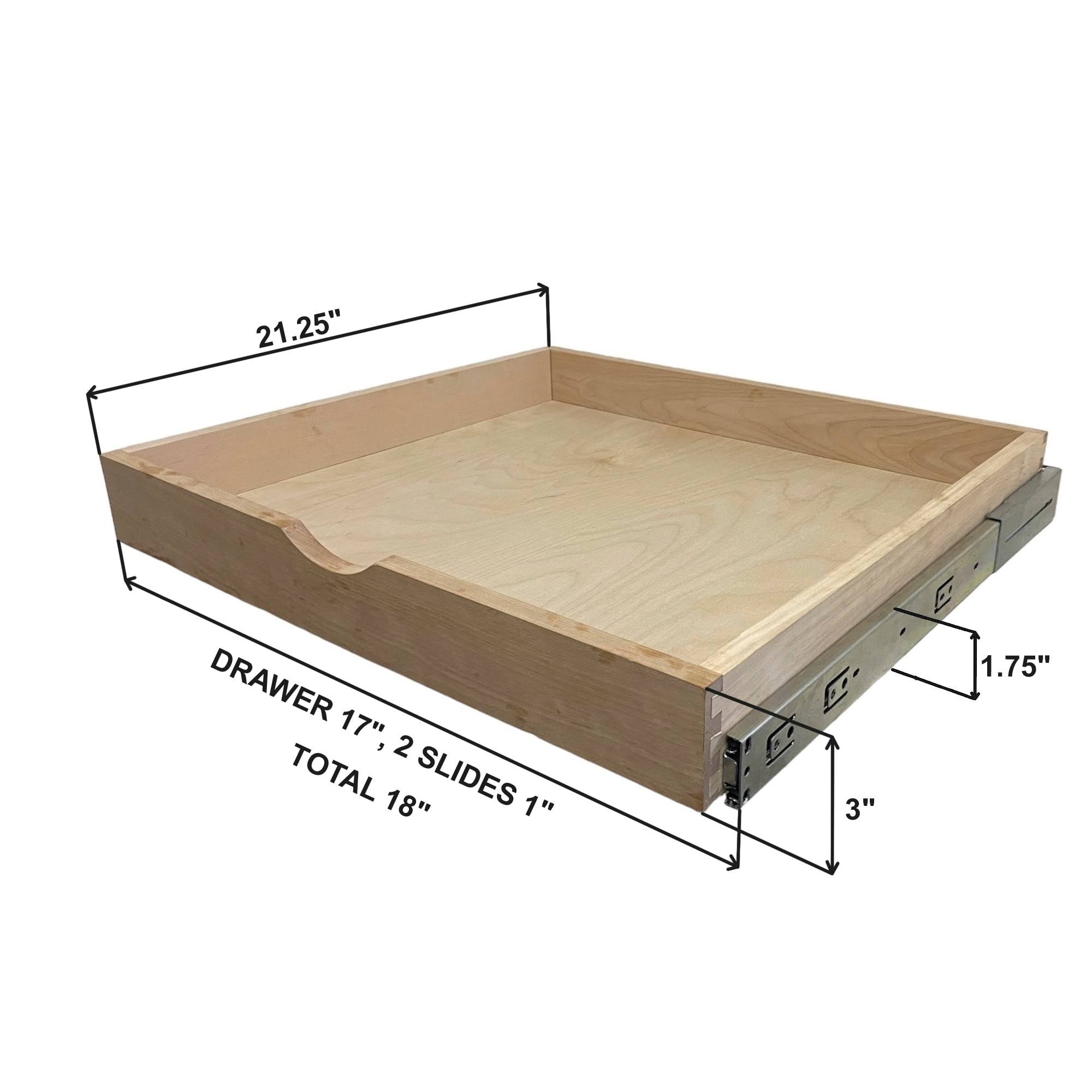 Couver Soft-Close DIY Slide Out Cabinet Shelf Pull-Out Wood Drawer Storage - B21: Overall(18