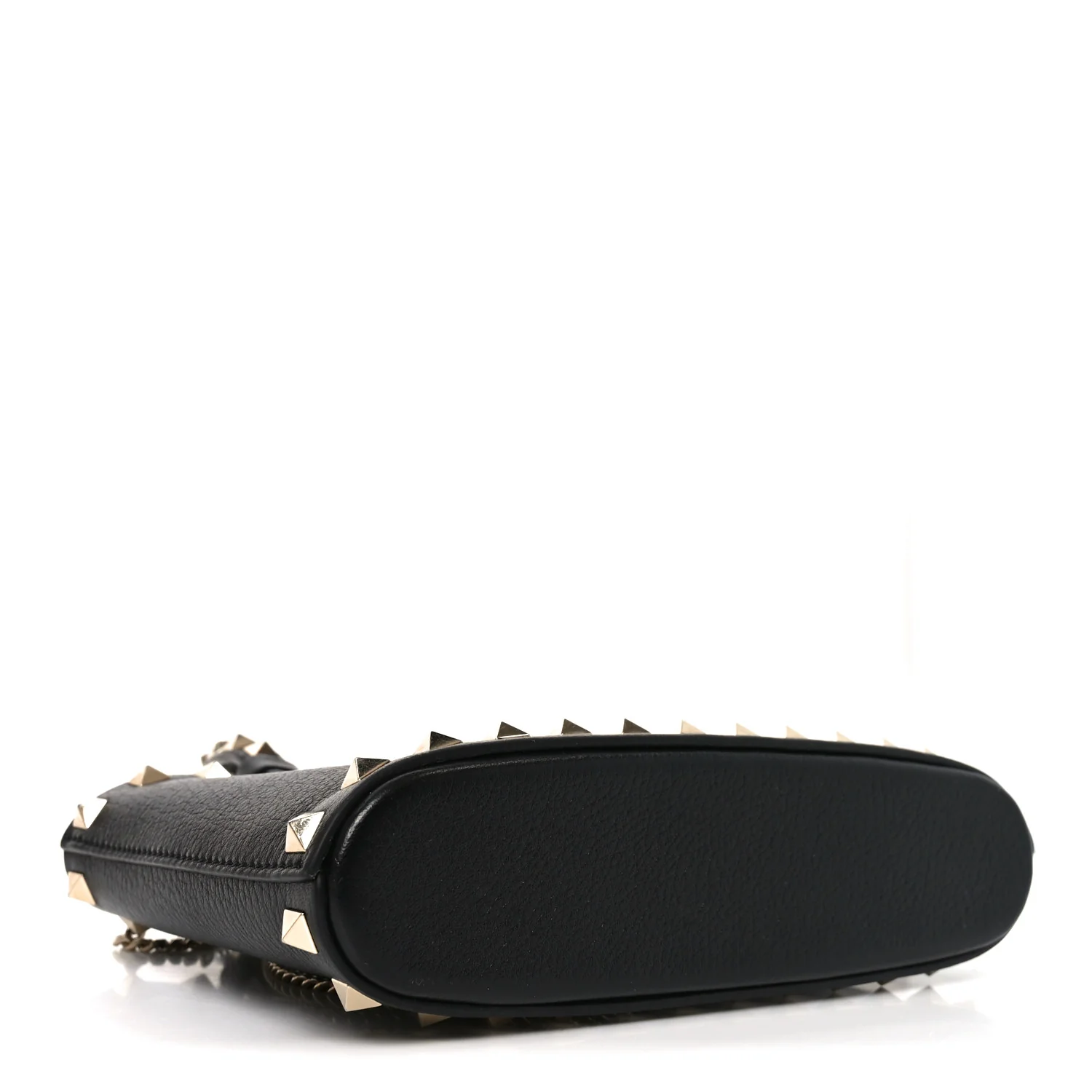 Grainy Calfskin Mini Rockstud Shopping Bag Black