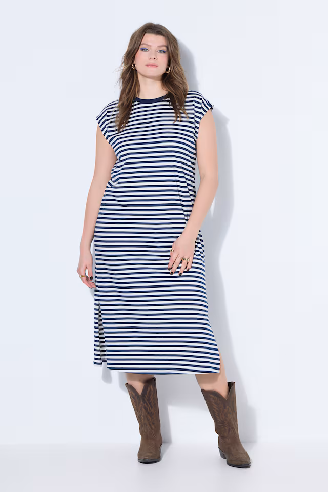 Stripe Print Cotton Knit Dress