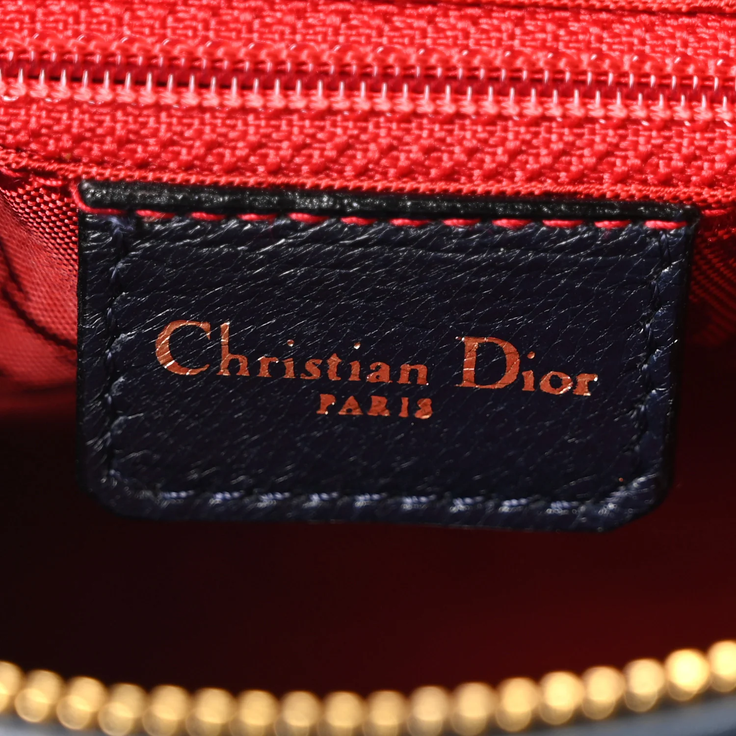 Lambskin Cannage Medium Lady Dior Navy Blue