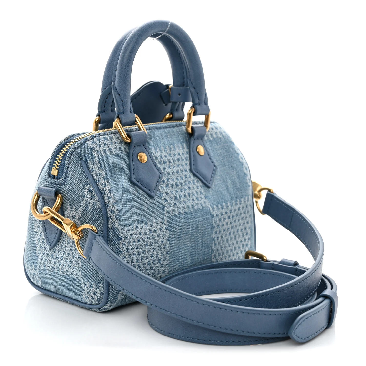 Damier Denim 3D Speedy Bandouliere 18 Denim Blue