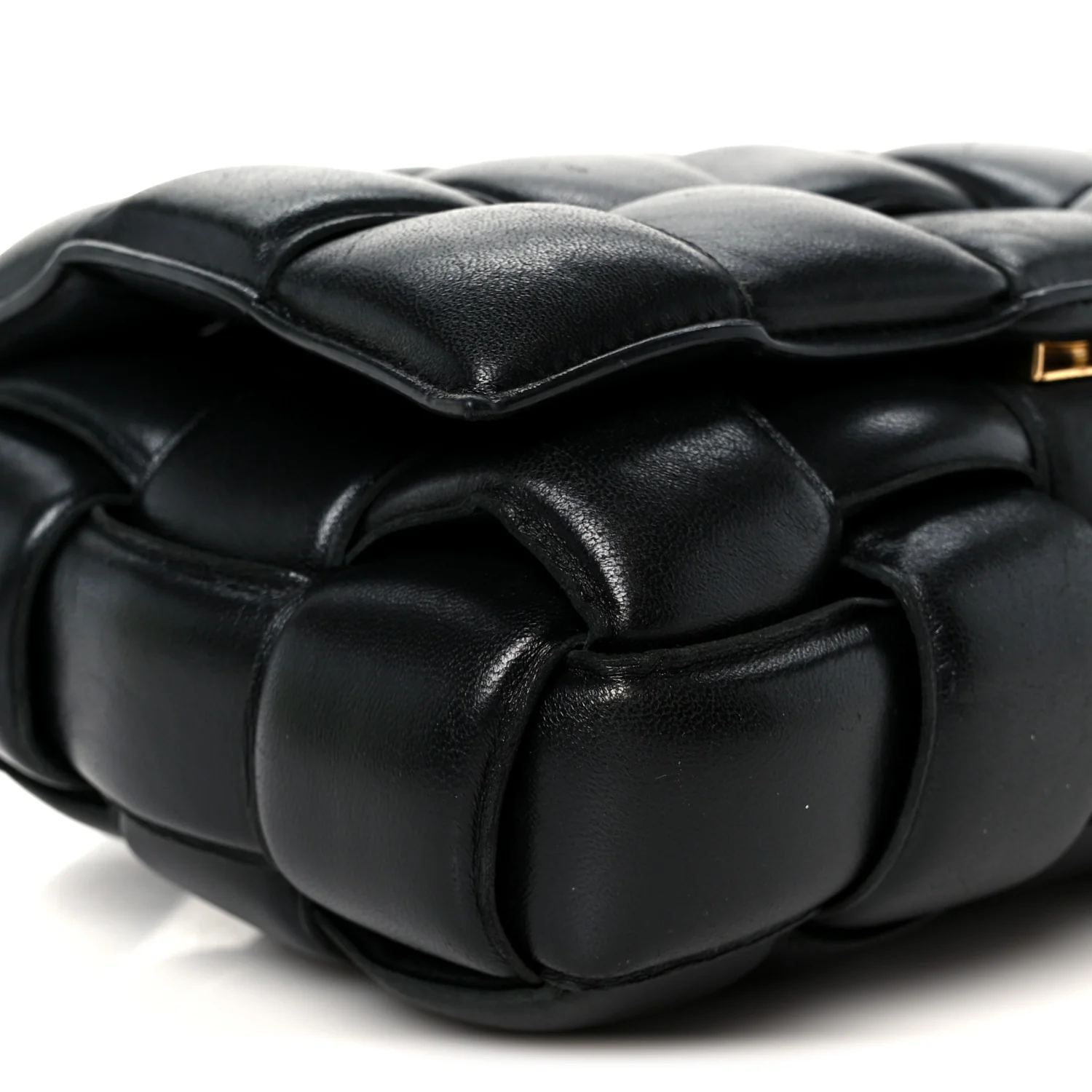 Nappa Maxi Intreccio Padded Cassette Crossbody Bag Black