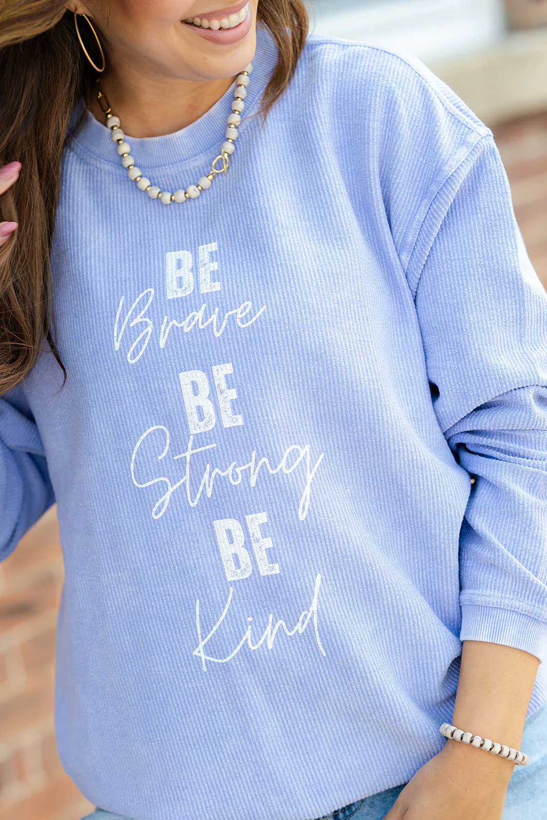 Be Brave Ribbed Graphic Crewneck