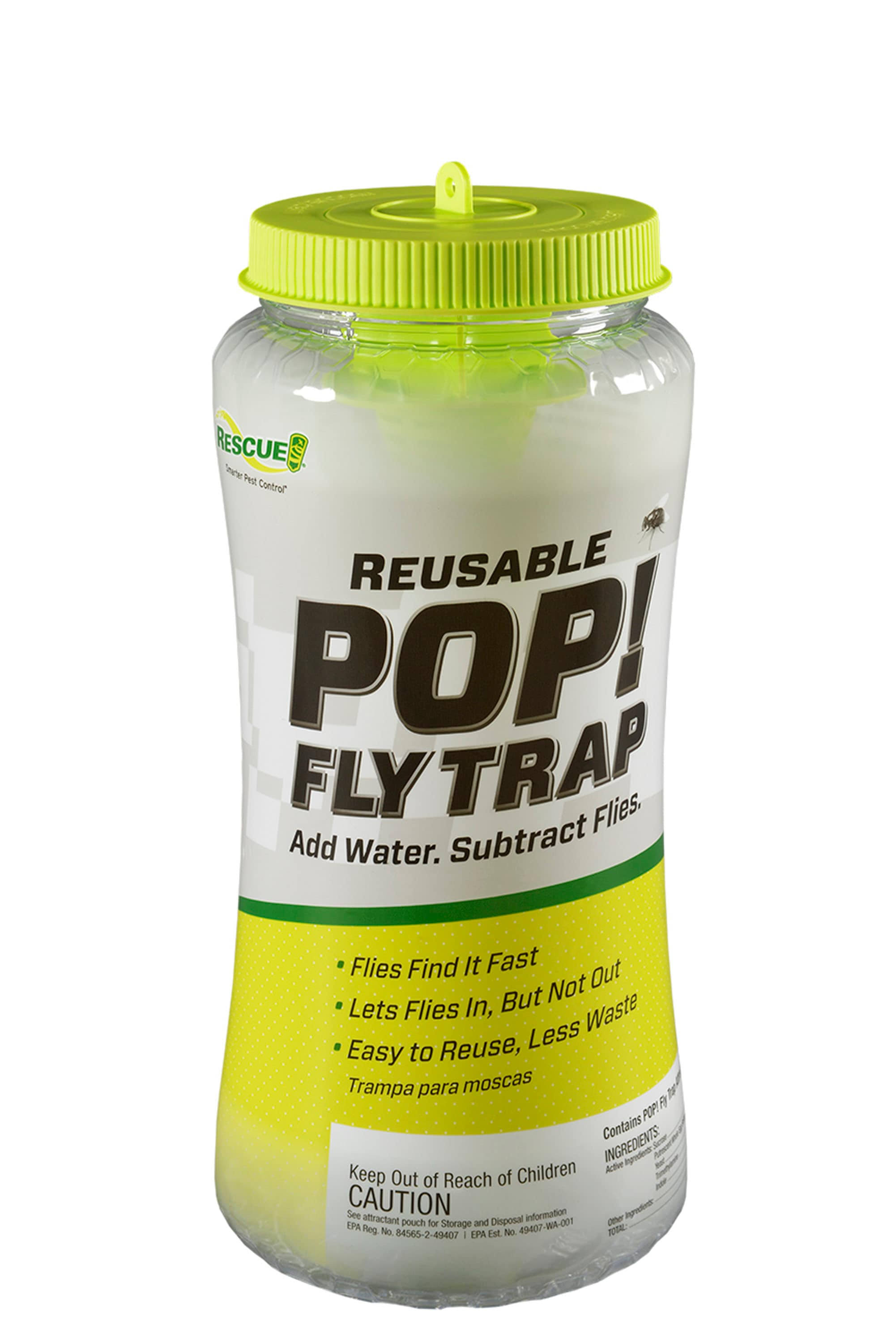 Rescue! Pop! Reusable Outdoor Fly Trap, 1 Pack, Yellow