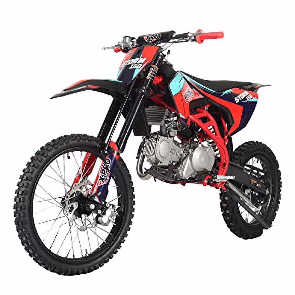 Brand New 150cc Gas Pit Dirt Bike, 4 Manual Transmission Electric/Kick Start 19"/16" Tires(Red)