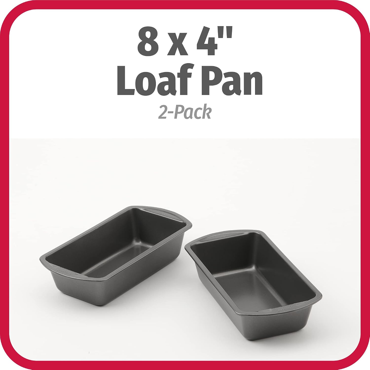 GoodCook Nonstick Loaf Pan 8 x 4-Inch Heavy-Duty Steel Bakeware with Easy-Clean Non-Stick Coating, Oven & Dishwasher Safe Pan for Meatloaf, Breads, Lasagnas, Casseroles & More, Set of 2, Gray