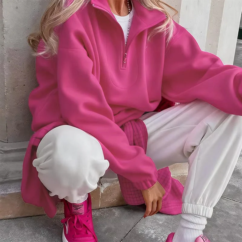 Sweat à capuche rose pâle pour femme