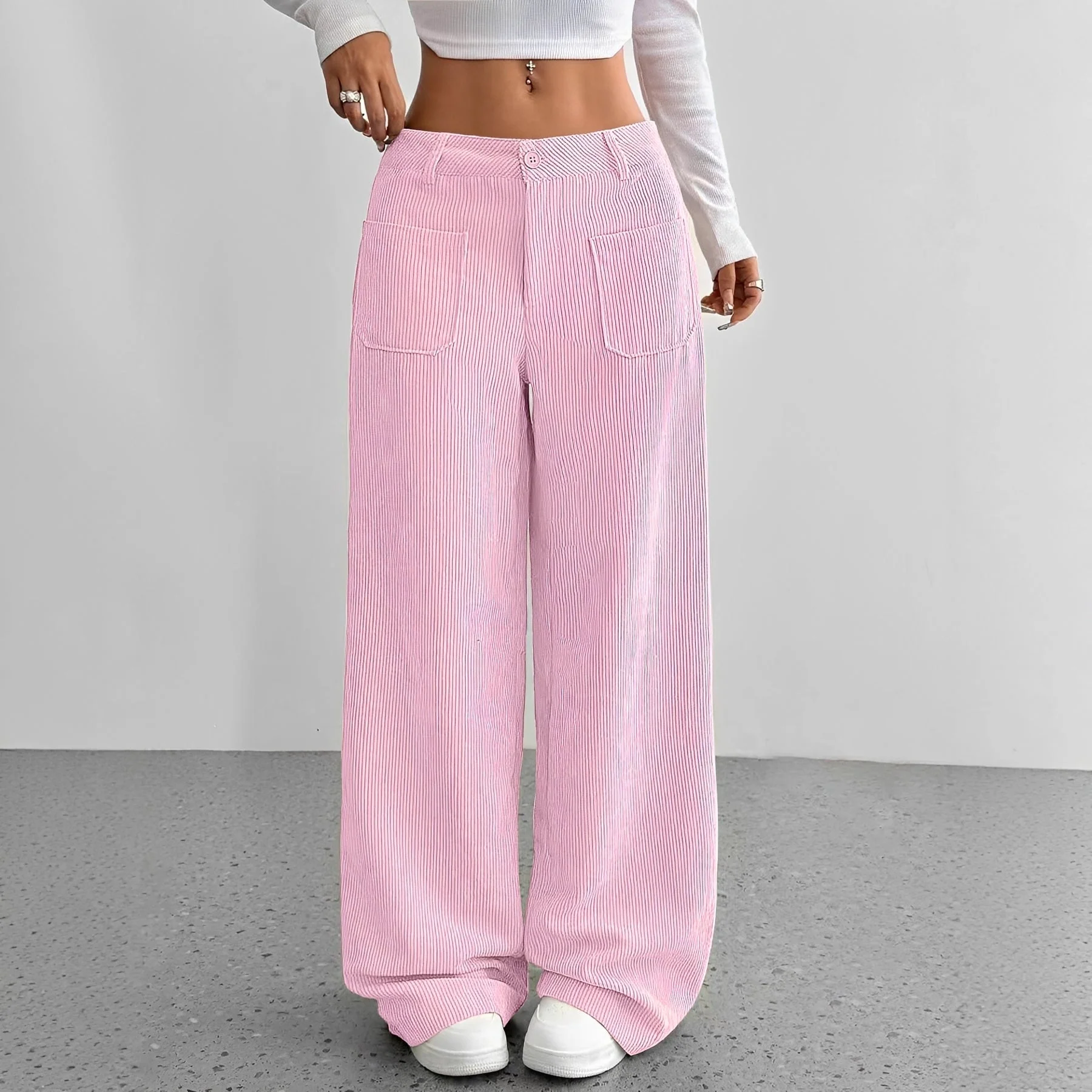 Isabelle - Pantalon en velours côtelé taille haute