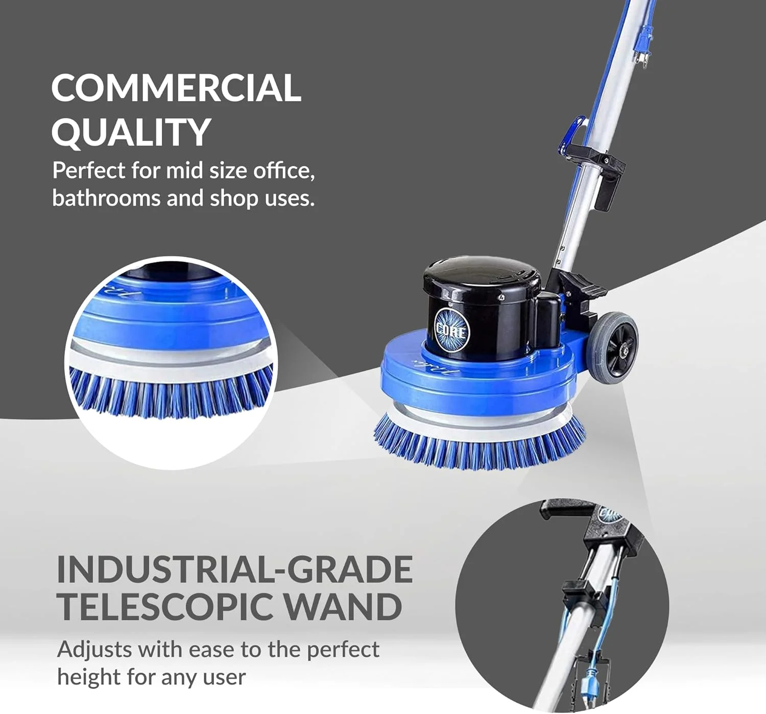 Core Heavy Duty Commercial Floor Polisher Buffer Scrubber Machine and 5 Pads - Image 7