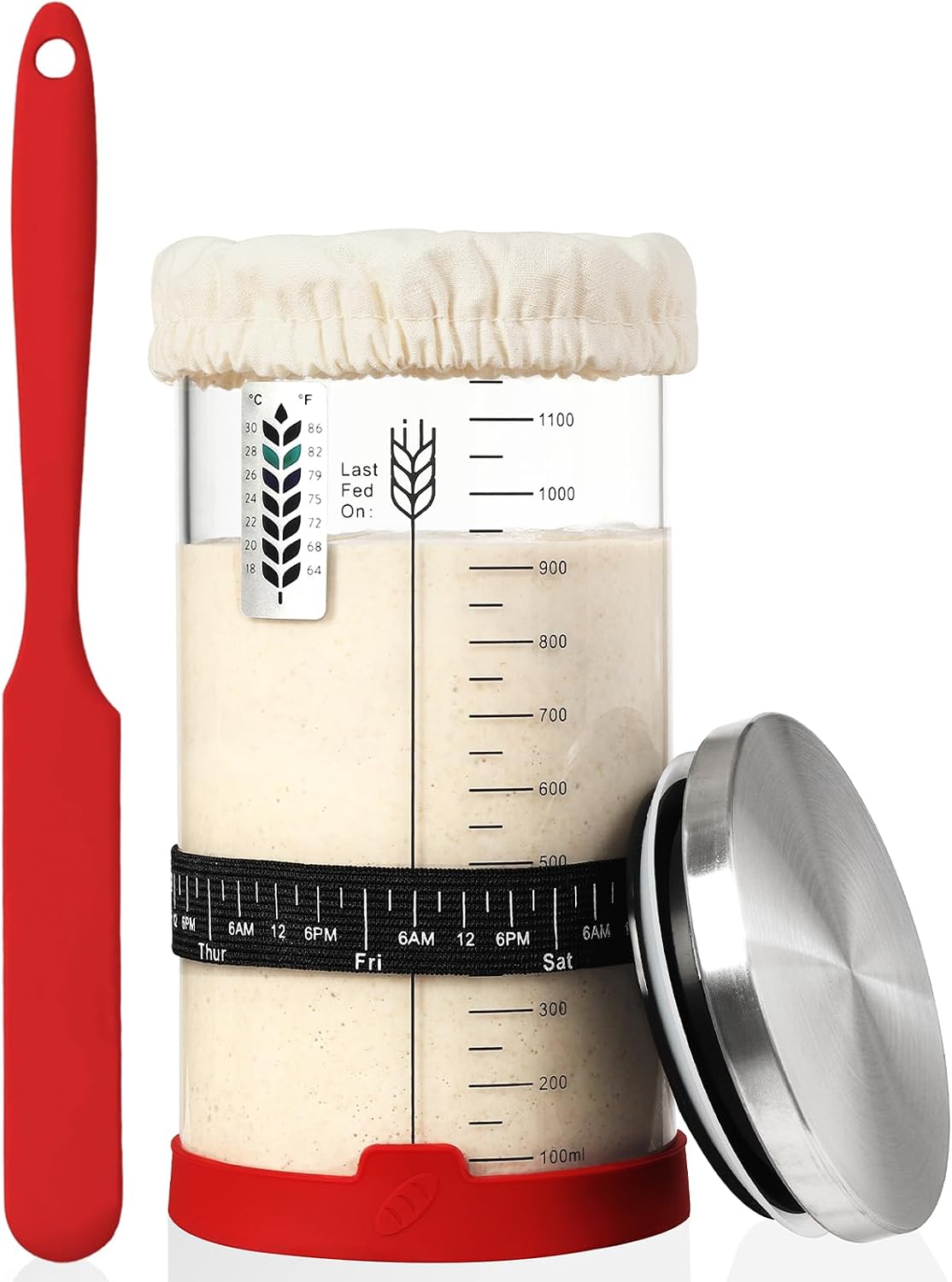 Sourdough Starter Jar Kit, 24 oz Wide Mouth Sour Dough Jars Glass