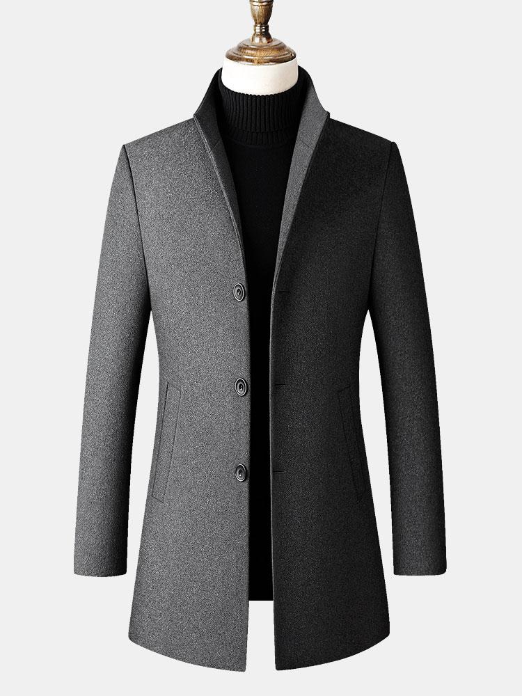 Manteau en laine à col cheminée