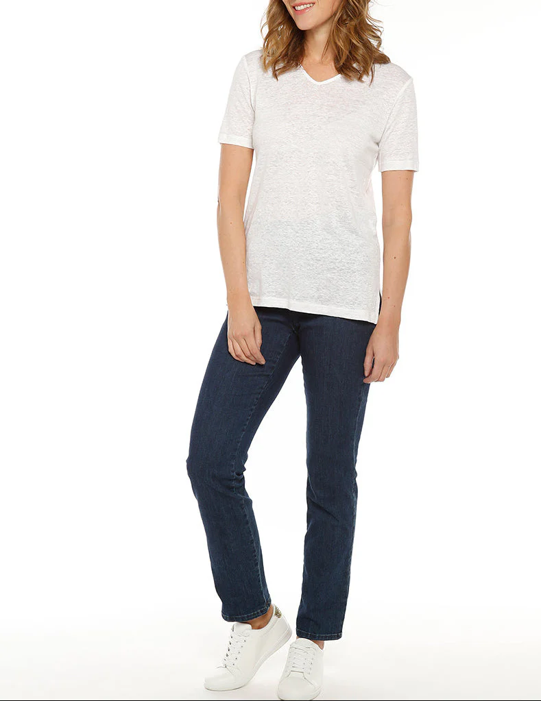 Tee-shirt femme ample blanc en lin