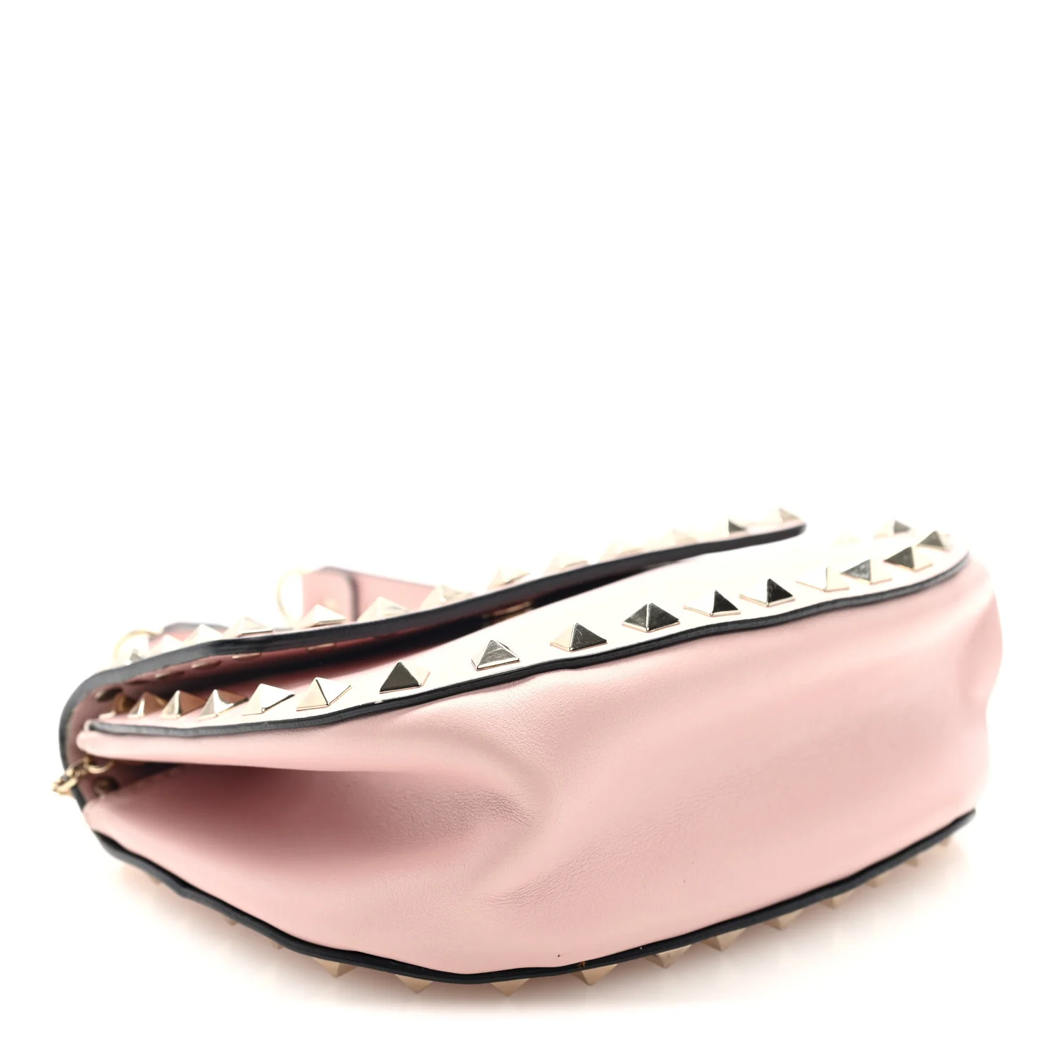 Vitello Rockstud Crossbody Saddle Bag Water Rose