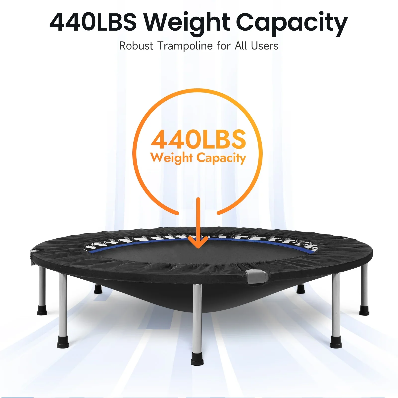 BCAN 40 Foldable Trampoline, Fitness Rebounder with Adjustable Foam Handle, Exercise Trampoline for Adults/kids Indoor/Garden Workout Max Load 330lbs