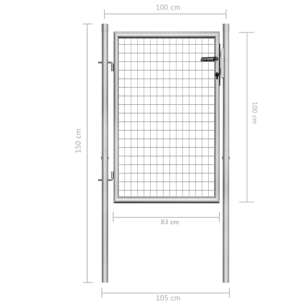 vidaXL Garden Gate Fence Wall Privacy Screen Fence Galvanized Steel Silver