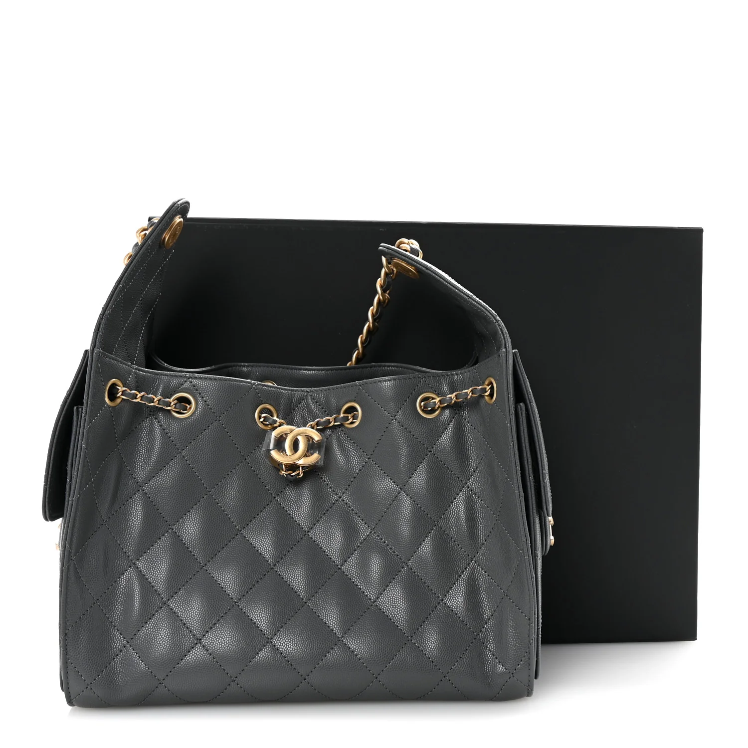 Caviar Quilted Small Chanel 25 Handbag Dark Grey