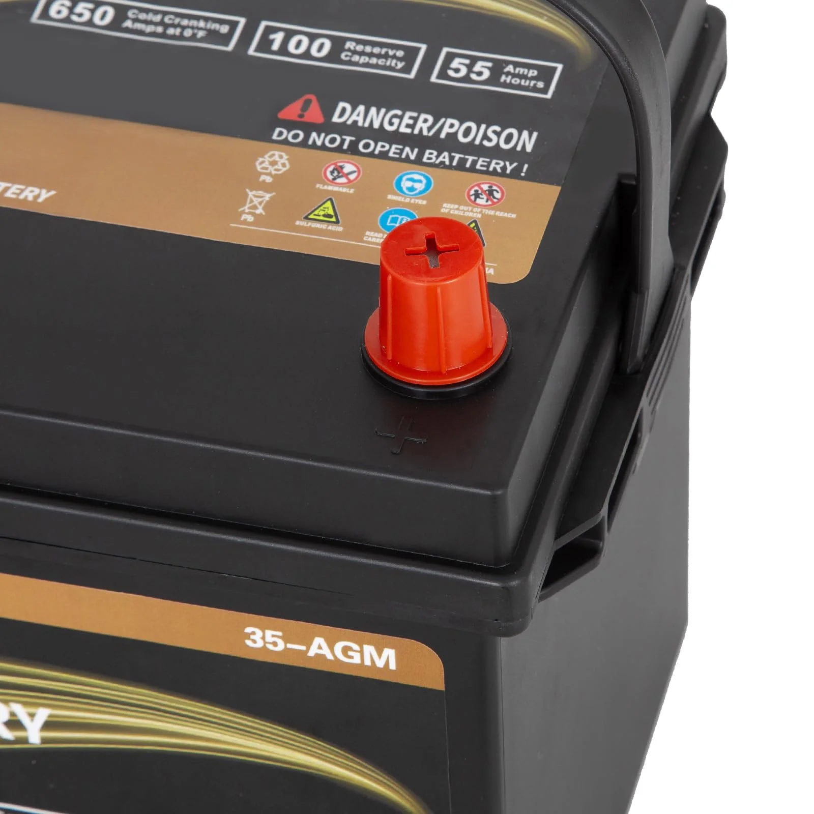 Platinum AGM Group 35 Battery, 12 Volt 650 CCA 55Ah 100RC Rechargeable Automotive Batteries for Car - Image 2