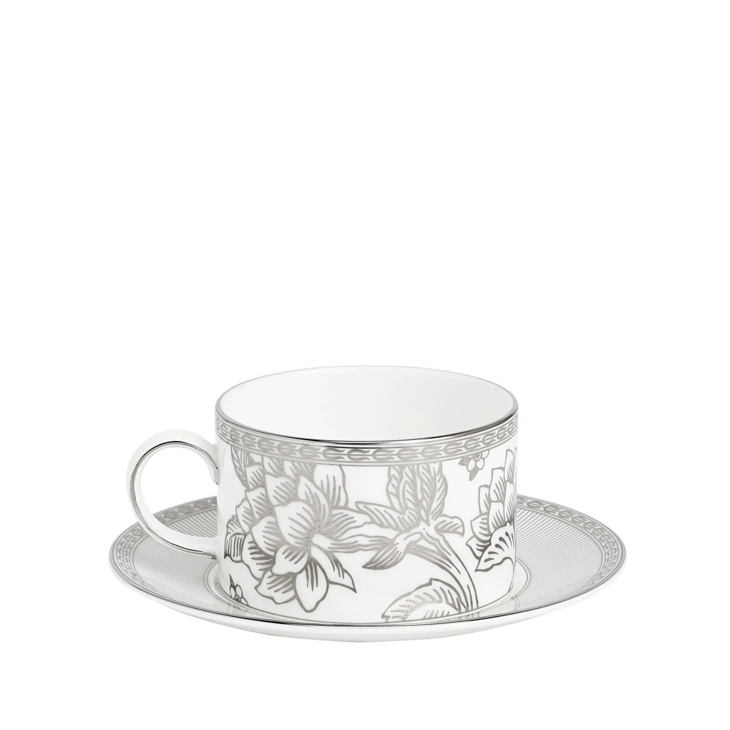 Silver Tonquin Teacup Saucer