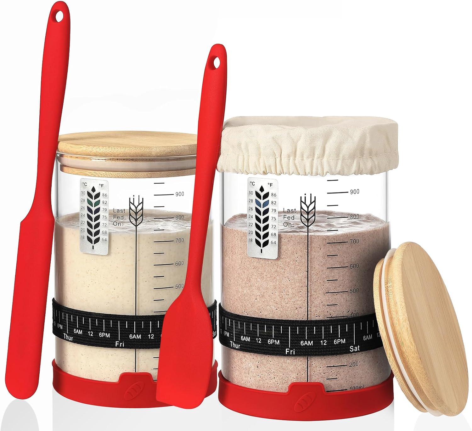 Sourdough Starter Jar Kit, 24 oz Wide Mouth Sour Dough Jars Glass